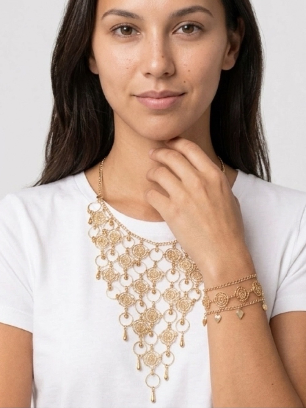 Gold Necklace and Bracelet Set